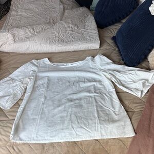 Time and Tru White Boatneck Bell Sleeve Top